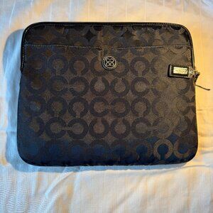 Coach Black Signature Jacquard/Nylon Padded iPad/Tablet Sleeve Case